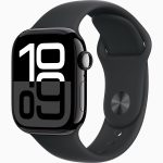 Apple Watch Series 10 GPS, 46mm Jet Black Aluminum Case with Black Sport Band