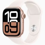 Apple Watch Series 10 GPS, 46mm Rose Gold Aluminum Case with Light Blush Sport Band