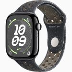 Apple Watch Series 10 GPS, 46mm Jet Black Aluminum Case with Midnight Sky Nike Sport Band