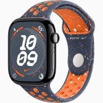 Apple Watch Series 10 GPS, 46mm Jet Black Aluminum Case with Blue Flame Nike Sport Band