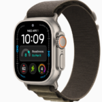 Apple Watch Ultra 4 GPS + Cellular, 49mm Black Titanium Case / Natural Titanium Case with Dark Olive Alpine Loop