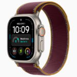 Apple Watch Ultra 4 GPS + Cellular, 49mm Black Titanium Case / Natural Titanium Case with Burgundy Trail Loop